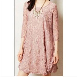 Anthropologie Pink Lace Rose Dress Size M